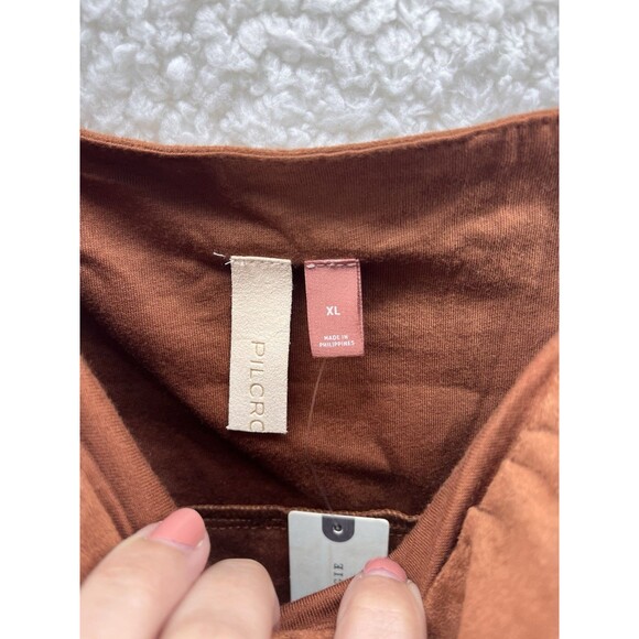 Pilcro Faux Suede Corset Tank Women's Size XL Brown Cropped NWT Anthropologie - Picture 2 of 9